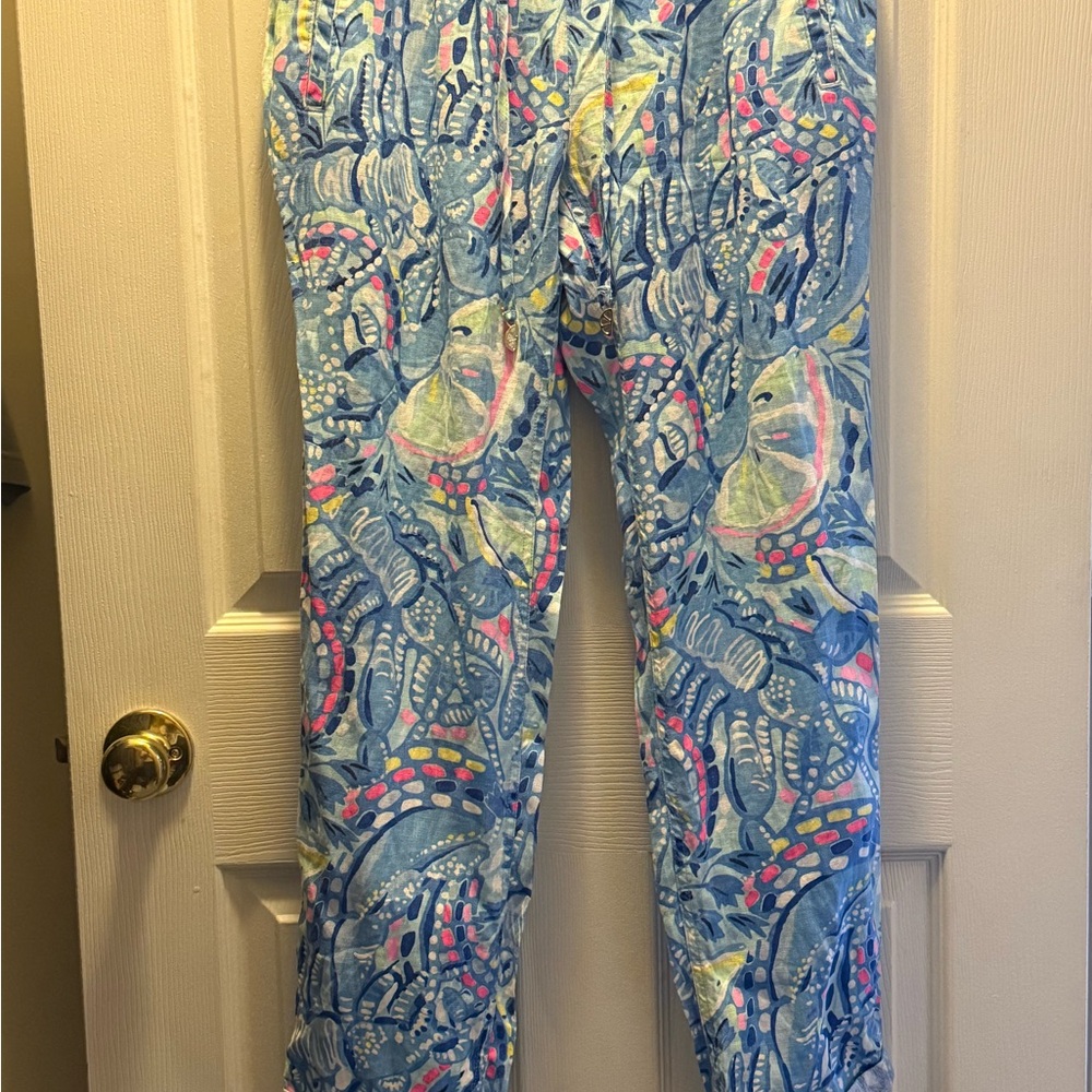 Lilly Pulitzer Blue and Pink Ankle Pants